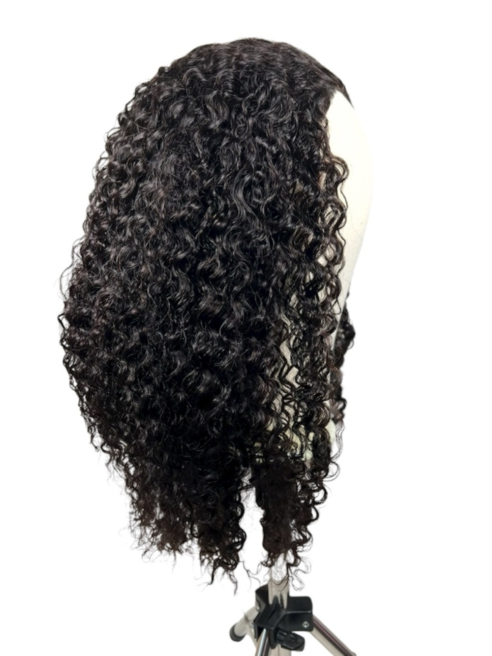 Natural Black AC Curly Human Hair 18 Inch Half Wig